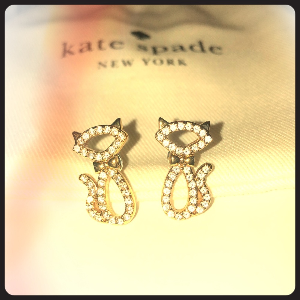 Gold Kate Spade Kitty Studs